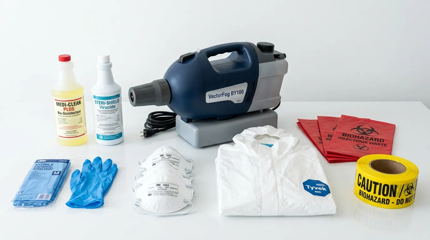 Professional biohazard remediation crew working in Lawrence