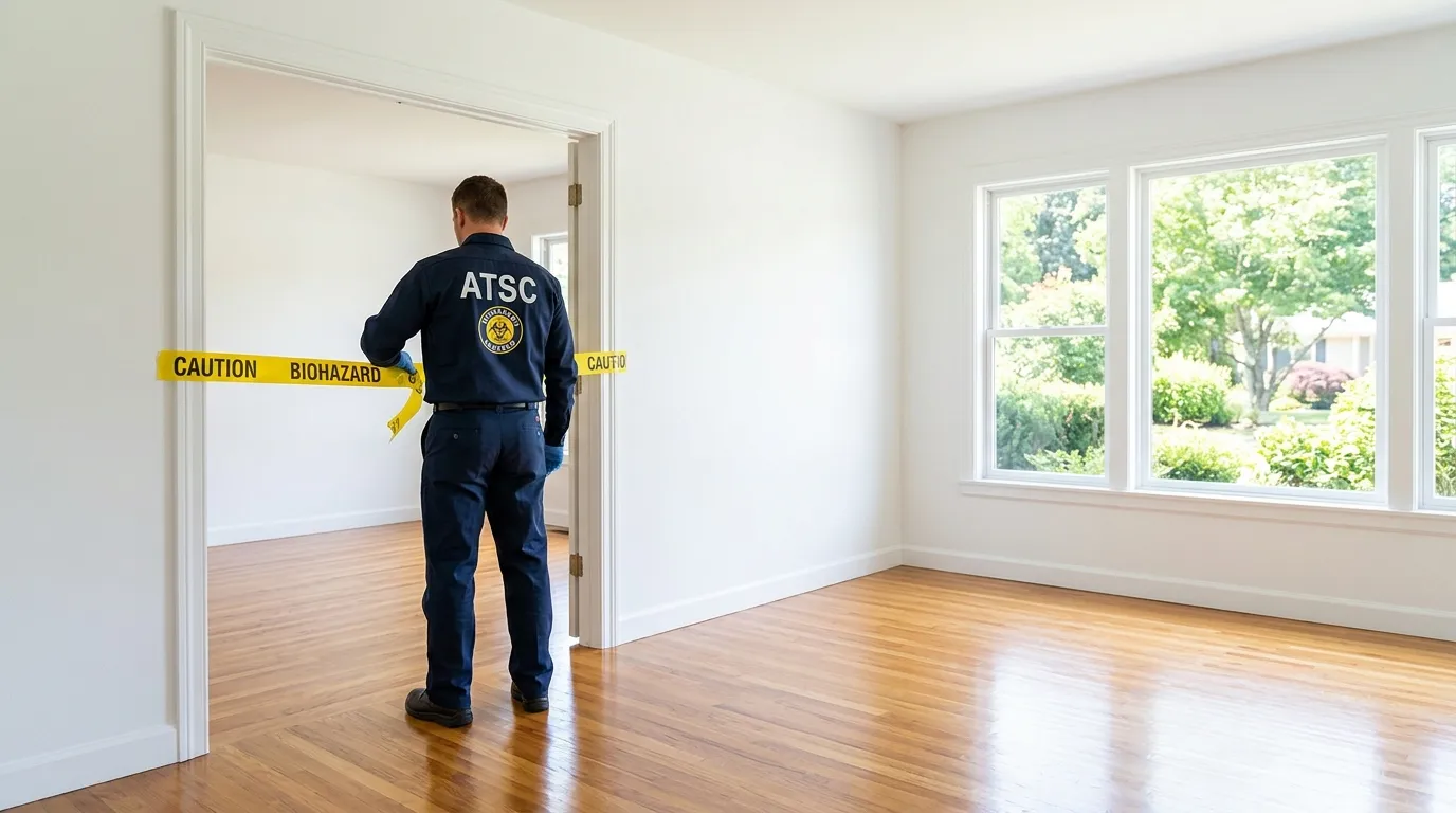 Certified biohazard cleanup crew performing Decomposition Cleanup in Lawrence
